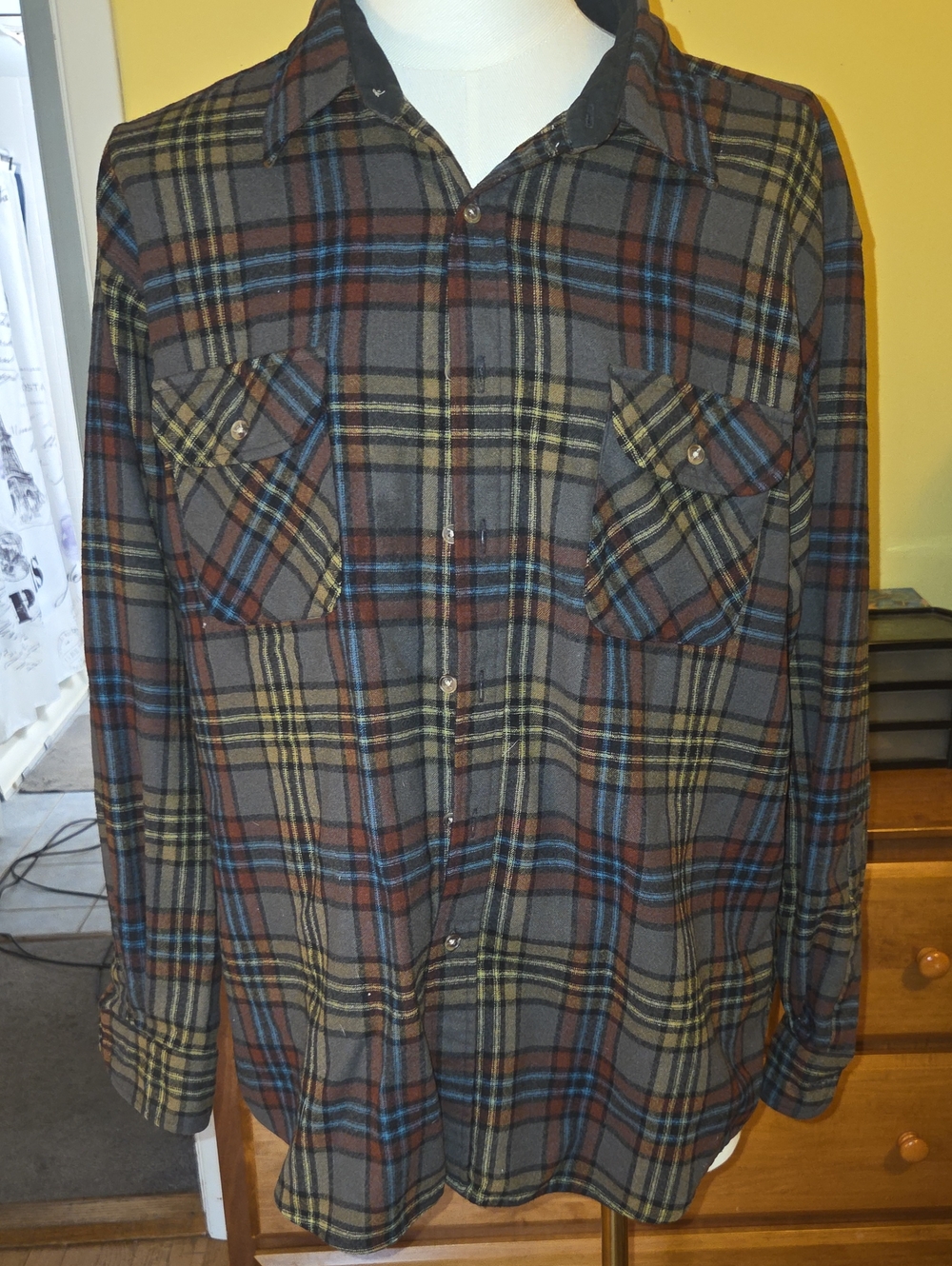 Pendleton Men's Plaid Button-Down Shirt in Gray, Brown & Blue